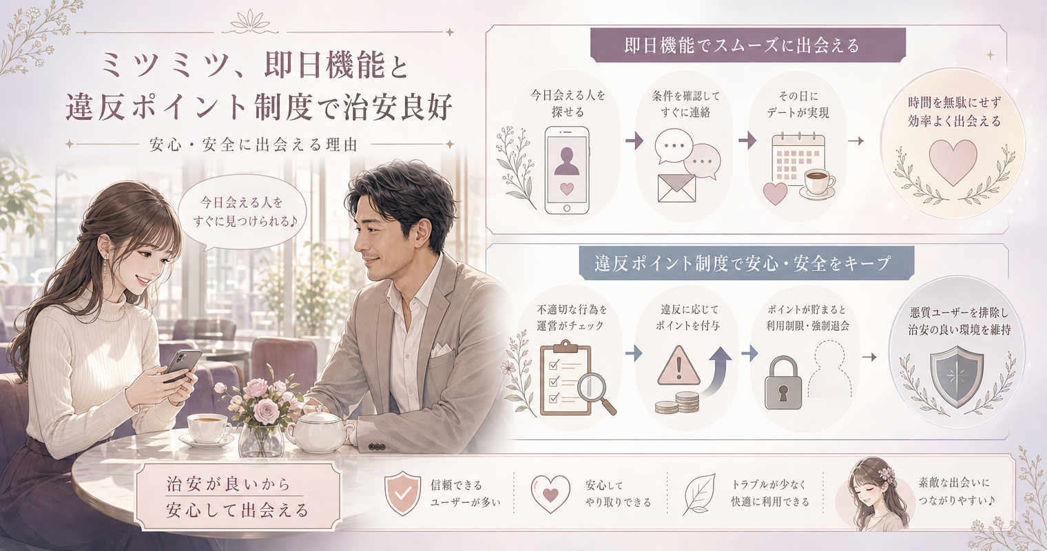 第6位:ミツミツ、即日機能と違反ポイント制度で治安良好