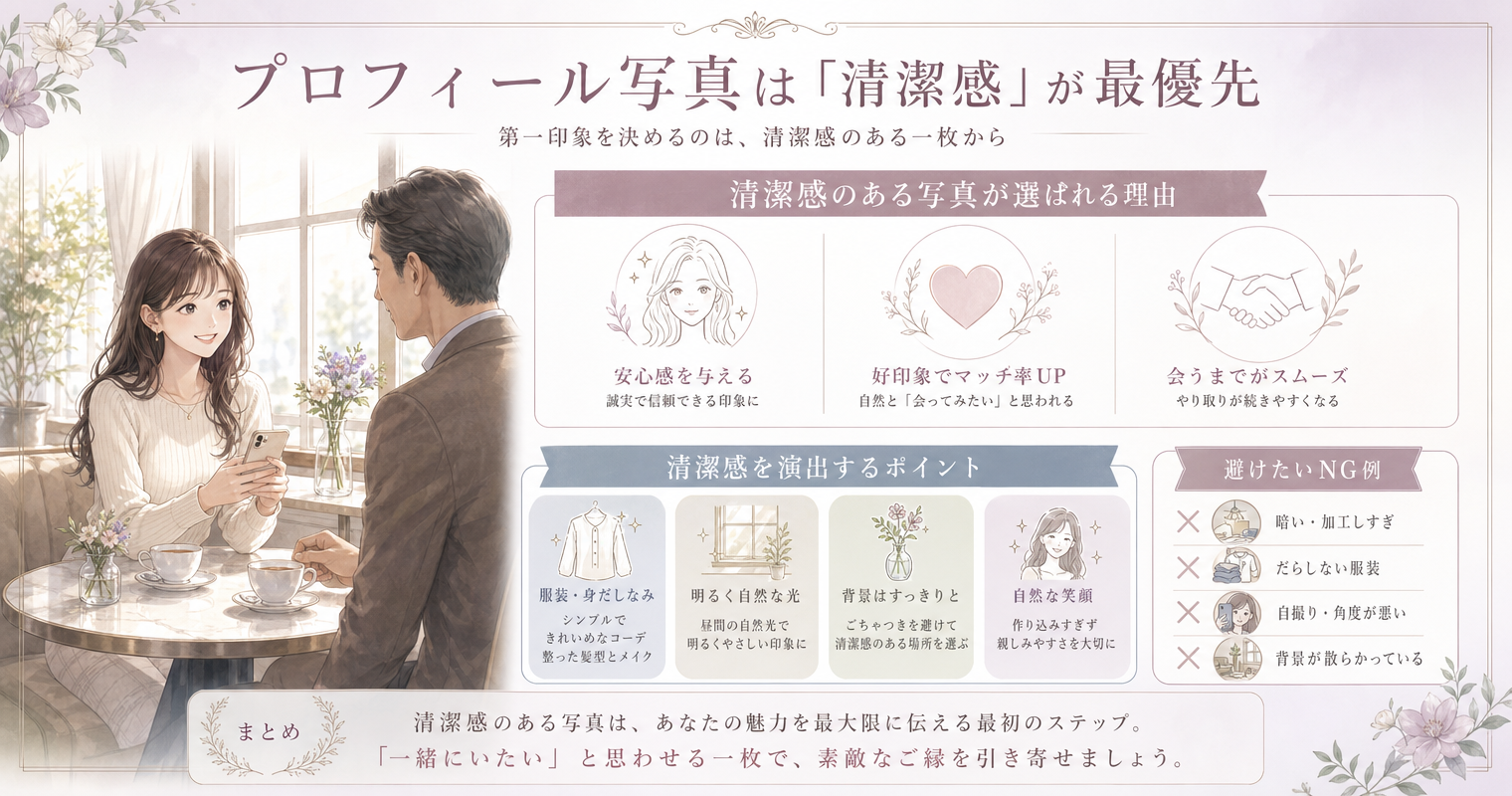 プロフィール写真は「清潔感」が最優先