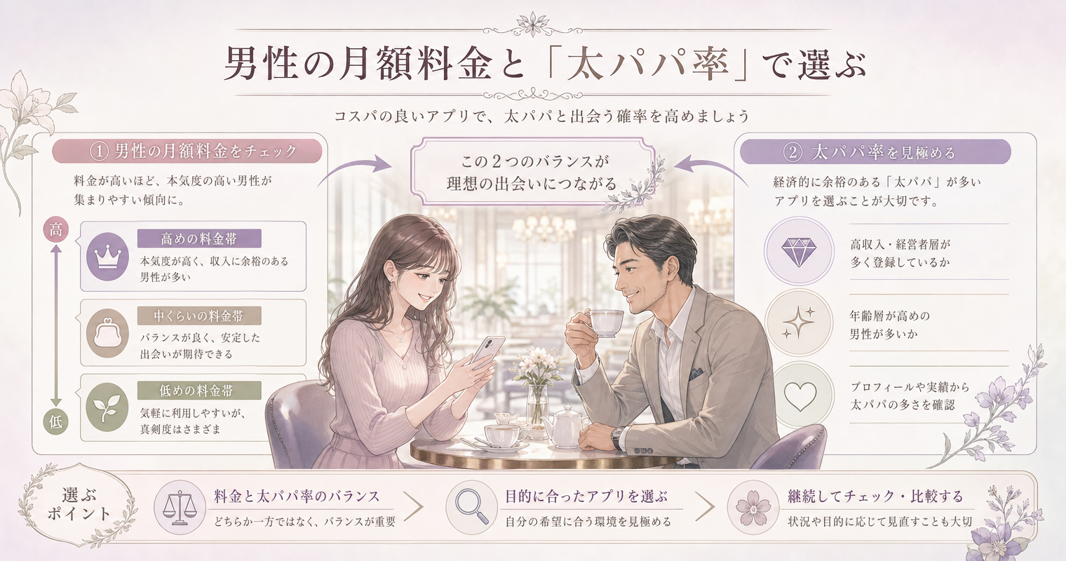 男性の月額料金と「太パパ率」で選ぶ