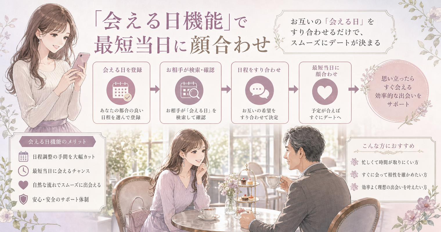 「会える日機能」で最短当日に顔合わせ