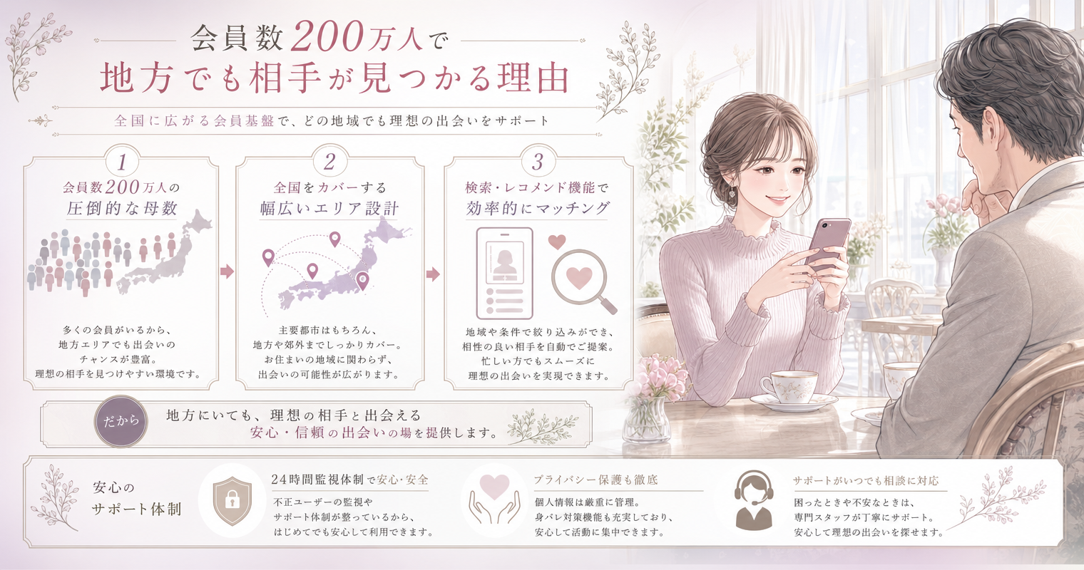 会員数200万人で地方でも相手が見つかる理由
